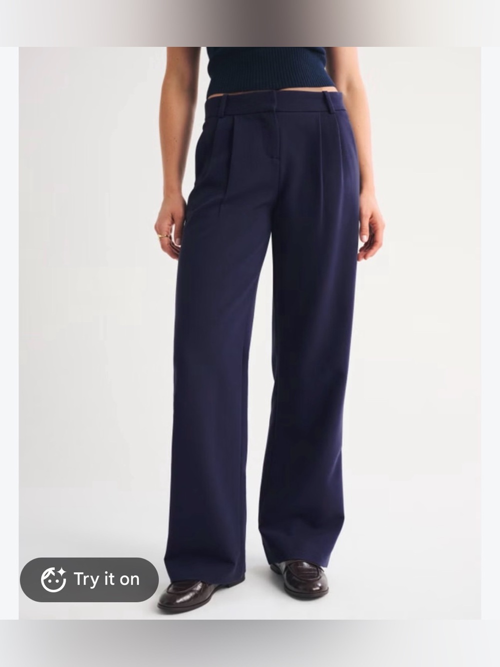 A&F Sloane Low Rise Tailored Wide Leg Pant Navy Size 30/10